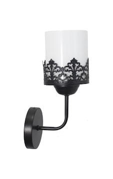 Rustik Retro Modern Model Şık Siyah Aplik Beyaz Cam Taçlı