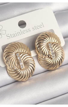 Pirinç Gold Renk Zirkon Taşlı Sarmal Model Kadın Küpe Çok Renkli Pirinç Gold Renk Zirkon Taşlı Sarmal Model Kadın Küpe Çok Renkli