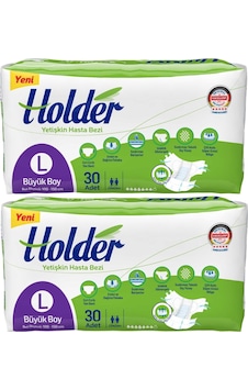 Holder Tekstil Yüzey Bel Bantlı Yetişkin Hasta Bezi Büyük Boy L 60 Adet