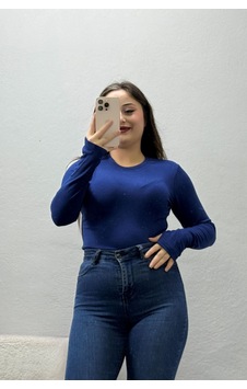 Belendir Kadın Bisiklet Yaka Buzzy Ribana Parmak Geçmeli Body İndigo Belendir Kadın Bisiklet Yaka Buzzy Ribana Parmak Geçmeli Body İndigo