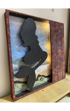 Deniz Kızı Temalı Özel Tasarım Led Işıklı Tablo 30 X 30 CM
