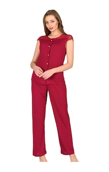 Cojans Bordo Penye Pijama Takımı Çok Renkli Cojans Bordo Penye Pijama Takımı Çok Renkli
