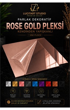 Lucitart Kendinden Yapışkanlı Parlak Dekoratif Pleksi Kare Duvar Paneli 9 Renk Seçeneği Modern Duvar Dekoru Rose Gold Lucitart Kendinden Yapışkanlı Parlak Dekoratif Pleksi Kare Duvar Paneli 9 Renk Seçeneği Modern Duvar Dekoru Rose Gold