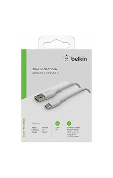 BELKIN CAB002BT1MWH Type-C Örgülü 1m Data ve Hızlı Şarj Kablosu BELKIN CAB002BT1MWH Type-C Örgülü 1m Data ve Hızlı Şarj Kablosu