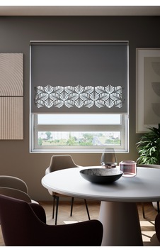 Auralight Lazer Kesim Mat Stor Perde, Lazer Kesimli Modern Serisi, M-151004 Antrasit Renk