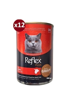 Reflex Plus Konserve Sos İçinde Et Parçacıklı Kuzu Etli Yetişkin Kedi Maması 400 12 Adet Reflex Plus Konserve Sos İçinde Et Parçacıklı Kuzu Etli Yetişkin Kedi Maması 400 12 Adet