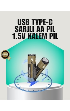Buğz 1.5v Aa Şarjlı Lityum Pil 1000+ Kez Şarj Edilebilir Hızlı Type-c Şarj 2 Adet Buğz 1.5v Aa Şarjlı Lityum Pil 1000+ Kez Şarj Edilebilir Hızlı Type-c Şarj 2 Adet