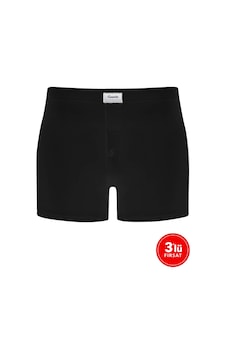 Sementa Erkek Modal Düğmeli Boxer 3'Lü Paket - Siyah