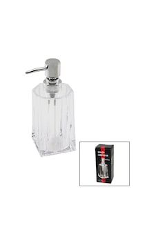 280ml - Uzun Şeffaf - Mika Kristal Sıvı Sabunluk Gümüş