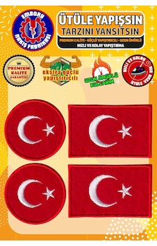 Ütü İle Yapışan Arma Yama, Türk Bayrağı Seti 4 Adet Ütüyle Yapışan Nakış Dokuma Aplike Patch Diğer Ütü İle Yapışan Arma Yama, Türk Bayrağı Seti 4 Adet Ütüyle Yapışan Nakış Dokuma Aplike Patch Diğer