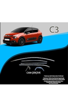 Citroen C3 Krom Cam Çerçevesi 12 Parça