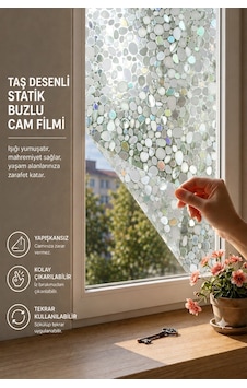 Deconitte Statik Cam Filmi 60x100cm Yapışkansız Mahremiyet Prizmatik Gökkuşağı Efektli Taş Desenli Dekoratif Kaplama Deconitte Statik Cam Filmi 60x100cm Yapışkansız Mahremiyet Prizmatik Gökkuşağı Efektli Taş Desenli Dekoratif Kaplama