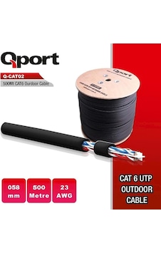 Qport Q-Cat02 23 Awg Cat6 Utp 500Mt Dış Ortam Network Kablosu Qport Q-Cat02 23 Awg Cat6 Utp 500Mt Dış Ortam Network Kablosu