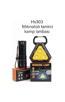 Hasuba Mıknatıslı Tamirci Kamp Lambası Hs303 Siyah Hasuba Mıknatıslı Tamirci Kamp Lambası Hs303 Siyah