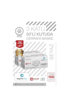 Saytekmed Meltblown Filtreli, Yassı İpli, 3 Katlı Beyaz Maske (2 Kutu/100 Adet) Saytekmed Meltblown Filtreli, Yassı İpli, 3 Katlı Beyaz Maske (2 Kutu/100 Adet)