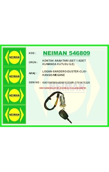 Neıman 546809 Kontak Anahtarı Set 1 Adet Kumanda Kutusu Ile Logan-sandero-duster-clıo-kango-megane 6001546809-806013230r-7701471220 Adet Neıman 546809 Kontak Anahtarı Set 1 Adet Kumanda Kutusu Ile Logan-sandero-duster-clıo-kango-megane 6001546809-806013230r-7701471220 Adet