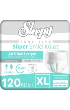 Sleepy Sensitive Antibakteriyel Emici Külot Xlarge 30x4 120 Adet XL Sleepy Sensitive Antibakteriyel Emici Külot Xlarge 30x4 120 Adet XL