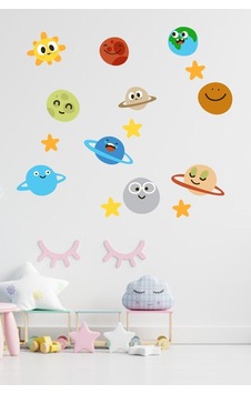 Sevimli Gezegenler Çocuk Odası Duvar Kağıdı Aksesuarları Süsü Duvar Sticker 70x70 Cm