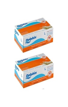 Pudrasız Lateks Eldiven 100'lü Paket 2 Adet L Beden Pudrasız Latex Eldiven Pudrasız Eldiven