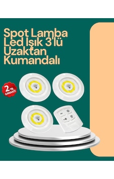 Uzaktan Kumanda İle Kontrol Edilebilen Yapışkanlı 3 Lü Kablosuz Led Spot Lamba Belirtilmemis Uzaktan Kumanda İle Kontrol Edilebilen Yapışkanlı 3 Lü Kablosuz Led Spot Lamba Belirtilmemis