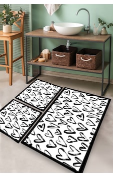 SMALL HEART DJT 3 LU SET Banyo Halısı Banyo Paspası Siyah SMALL HEART DJT 3 LU SET Banyo Halısı Banyo Paspası Siyah