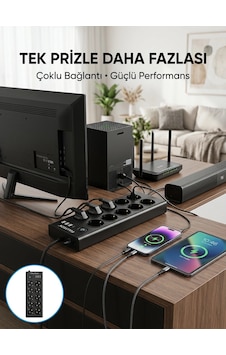 Hubrendy Tekno 10 Prizli Usb Destekli Çoklu Priz Type-c Şarj Girişli Güvenli Güç Ünitesi 0 Hubrendy Tekno 10 Prizli Usb Destekli Çoklu Priz Type-c Şarj Girişli Güvenli Güç Ünitesi 0