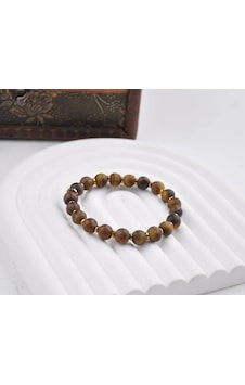 10 Mm Akik Doğal Taş Unisex Bileklik Bej