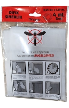 Difix 75x125cm Pratik Hazır Sineklik - Yapıştırma Cırt Bantlı Tek Kanat