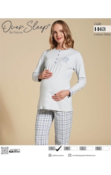 Oversleep Kadın Lohusa Uzun Kollu Pijama Takımı Mavi Oversleep Kadın Lohusa Uzun Kollu Pijama Takımı Mavi