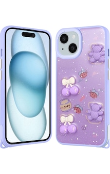 Apple Uyumlu iPhone 15 Plus Kılıf Parlayan Sıvılı Simli Kabartma Figürlü Zore Cevze Kapak-mor Ayı Mor Ayı Apple Uyumlu iPhone 15 Plus Kılıf Parlayan Sıvılı Simli Kabartma Figürlü Zore Cevze Kapak-mor Ayı Mor Ayı