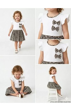Najmaddin.com Baby 1/4 Yaş Çift Fiyonklu Leopar Baskılı Çocuk Elbisesi Najmaddin Beyaz Najmaddin.com Baby 1/4 Yaş Çift Fiyonklu Leopar Baskılı Çocuk Elbisesi Najmaddin Beyaz