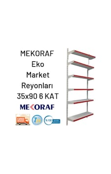 Mekoraf Market Raf Sistemi 2 Metre 90 Cm En Derilik 35 Cm 6 Katlı Beyaz Mekoraf Market Raf Sistemi 2 Metre 90 Cm En Derilik 35 Cm 6 Katlı Beyaz