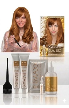 Maxx Deluxe Golden Beauty Set Saç Boyası 8.73 Karamel 2li + Fırça+pratik Boya Kabı Maxx Deluxe Golden Beauty Set Saç Boyası 8.73 Karamel 2li + Fırça+pratik Boya Kabı