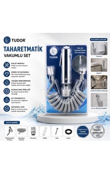 Tudor Tdr-255 Krom Taharetmatik Seti - El Duşu, Hortum Ve Mafsal, Vakumlu Tudor Tdr-255 Krom Taharetmatik Seti - El Duşu, Hortum Ve Mafsal, Vakumlu