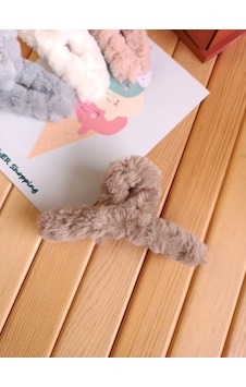 Peluş Tüylü Mandal Toka - kahverengi Çok Renkli