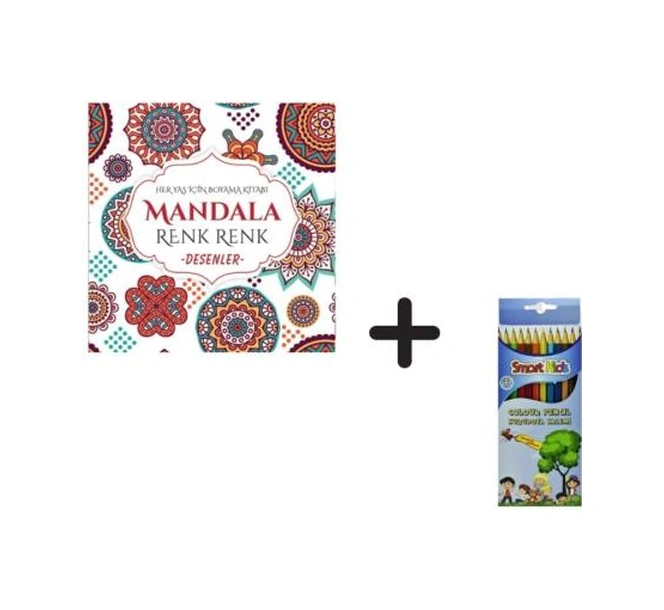 Mandala Renk Renk Desenler Ve Smart Kids Uzun Kuruboya 12 Renk