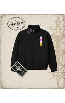 Tarzsokak Gotik & Grunge Streetwear Keycap 6 Yarım Fermuarlı Sweatshirt Siyah Tarzsokak Gotik & Grunge Streetwear Keycap 6 Yarım Fermuarlı Sweatshirt Siyah