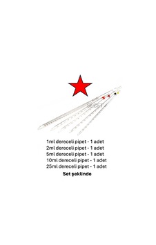 Dereceli Pipet Set 5 Adet 1ml, 2ml, 5ml, 10ml, 25ml Dereceli P