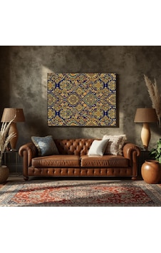 Lacivert Etnik Desenli Cam Tablo Modern Ve Şık Duvar Dekoru Çerçeveli Temperli Yatay Lacivert Etnik Desenli Cam Tablo Modern Ve Şık Duvar Dekoru Çerçeveli Temperli Yatay