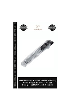 Yardımcı Alet Karton Kesme Ambalaj Açma Büyük Falçata - Maket Bıçağı - Şeffaf Plastik Gövdeli Yardımcı Alet Karton Kesme Ambalaj Açma Büyük Falçata - Maket Bıçağı - Şeffaf Plastik Gövdeli