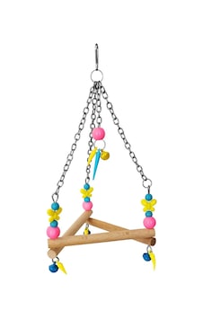 Renkli Boncuklu Ve Üçgen Zilli Kuş Salıncağı 11-16 Cm Renkli Boncuklu Ve Üçgen Zilli Kuş Salıncağı 11-16 Cm