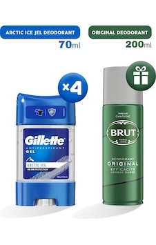 Gillette Arctic Ice Erkek Jel Stick Deodorant 4 x 70 ML + Brut Original Erkek Sprey Deodorant 200 ML Gillette Arctic Ice Erkek Jel Stick Deodorant 4 x 70 ML + Brut Original Erkek Sprey Deodorant 200 ML