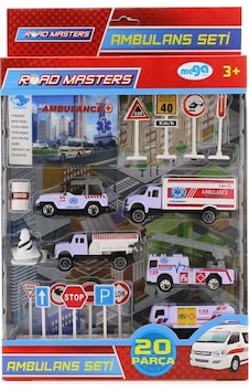 Buğz Kamyonlu Metal Ambulans Seti Jp9105 Lacivert - Siyah