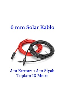 6 mm Mc4 Soketli 10 Metre (5m+5m) Güneş Paneli Solar Kablo 6 mm Mc4 Soketli 10 Metre (5m+5m) Güneş Paneli Solar Kablo