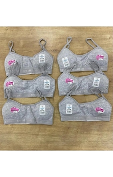 Dondeza 6'lı Paket Askılı Pedli Düz Büstiyer Karışık Renk Gri Dondeza 6'lı Paket Askılı Pedli Düz Büstiyer Karışık Renk Gri