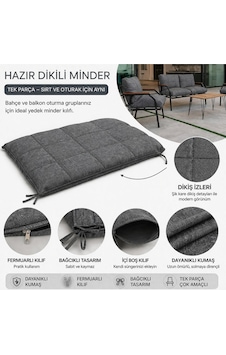 Bahçe & Balkon Koltuk Minderi 55x95 Sırt Ve Oturak Uyumlu Tek Parça Minder Gri Bahçe & Balkon Koltuk Minderi 55x95 Sırt Ve Oturak Uyumlu Tek Parça Minder Gri