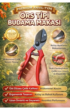 Örs Tipi Budama Makası Mükemmel Kesim, Uzun Ömürlü Premium Çelik Bahçe Makası