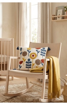 Modern Bahçe Renkli Çiçek Motifli Punch Nakışlı Püsküllü Pamuk Kırlent Kılıfı 42x42 Cm Mavi Modern Bahçe Renkli Çiçek Motifli Punch Nakışlı Püsküllü Pamuk Kırlent Kılıfı 42x42 Cm Mavi