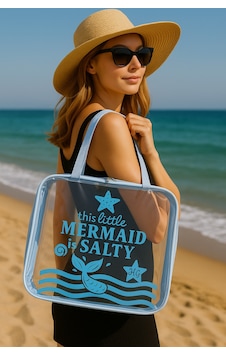 Hig Home Mermaid Temalı Şeffaf Plaj Çantası Su Geçirmez Yazlık Kadın Tatil Çantası MAvi Hig Home Mermaid Temalı Şeffaf Plaj Çantası Su Geçirmez Yazlık Kadın Tatil Çantası MAvi