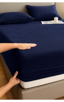 Kışlık Tek Kişilik Kadife Lastikli Çarşaf 100x200+30 Lacivert Kışlık Tek Kişilik Kadife Lastikli Çarşaf 100x200+30 Lacivert